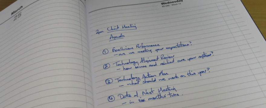 an open diary with your Excellimore meeting agenda